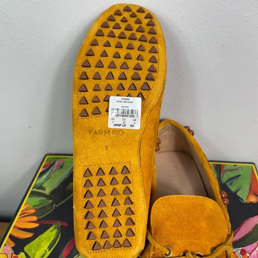 New Farm Rio Brown Tassel Suede Moccasin in Ocher Women's Size 7 - Picture 10 of 11